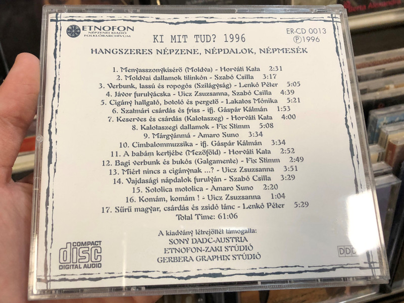 Ki Mit Tud? 1996 / Hangszeres Népzene, Népdalok, Népmesék / Etnofon ‎Audio CD 1996 / ER-CD 0013