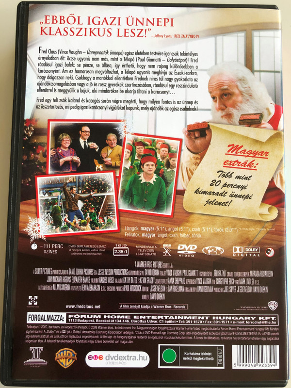 Fred Claus DVD 2008 Télbratyó / Directed by David Dobkin / Starring: Vince Vaughn, Paul Giamatti, Miranda Richardson, John Michael Higgins (5999048923394)