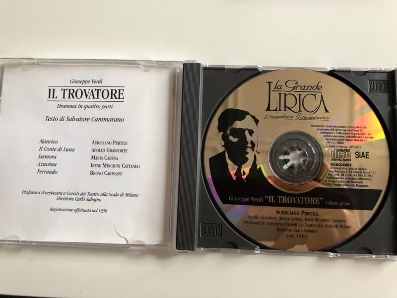 Giuseppe Verdi - Il Trovatore - Volume Primo, Volume Secondo / Aureliano Pertile / Apollo Granforte, Professori D' Orchestra Del Teatro Alla Scala Di Milano / Gruppo Editoriale Bramante ‎2x Audio CD 1994 / MCBCD8001, MCBCD8002