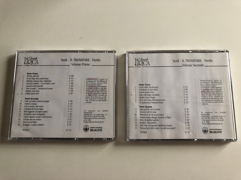 Giuseppe Verdi - Il Trovatore - Volume Primo, Volume Secondo / Aureliano Pertile / Apollo Granforte, Professori D' Orchestra Del Teatro Alla Scala Di Milano / Gruppo Editoriale Bramante ‎2x Audio CD 1994 / MCBCD8001, MCBCD8002