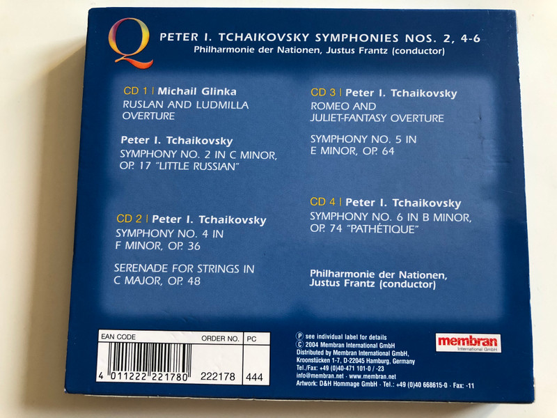 Quadromania 4 / Peter I. Tchaikovsky - Symphonies Nos. 2, 4-6 / Quadromania 4x ‎Audio CD 2004 / 222178-444