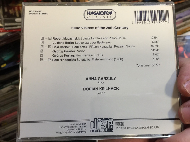 Flute Visions of 20th Century / Muczynski, Berio, Hindemith, Bartok-Arma, Geszler, Kurtag / Anna Garzuly - flute, Dorian Keilhack - piano / Hungaroton Classic Audio CD 1996 Stereo / HCD 31655