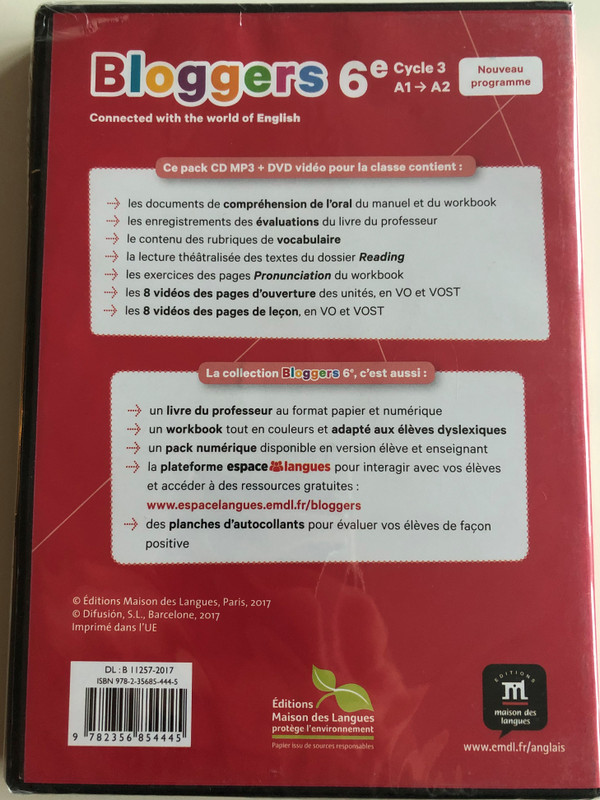 Bloggers DVD 2017 Connected with te world of English / Noveau Programme / English learning for french children / Vocabulary ,Reading, Pronunciation (9782356854445)