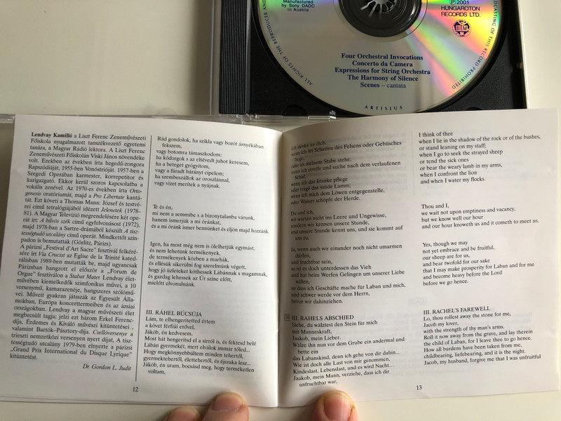 Kamillo Lendvay - Four Orchestral Invocations, Concerto da Camera, Experssions for String Orchestra, The Harmony of Silnce, Scenes-cantata / Hungaroton Classic Audio CD 2001 Stereo / HCD 32064