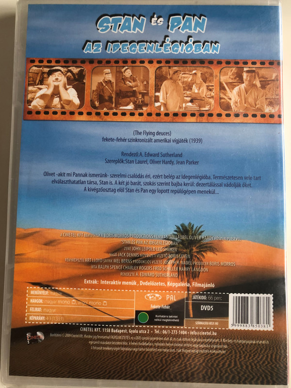 The Flying deuces DVD 1939 Stan és Pan az idegenlégióban / Directed by A. Edward Sutherland / Starring: Stan Laurel, Oliver Hardy, Jean Parker / Black & White American classic (5999883850381)