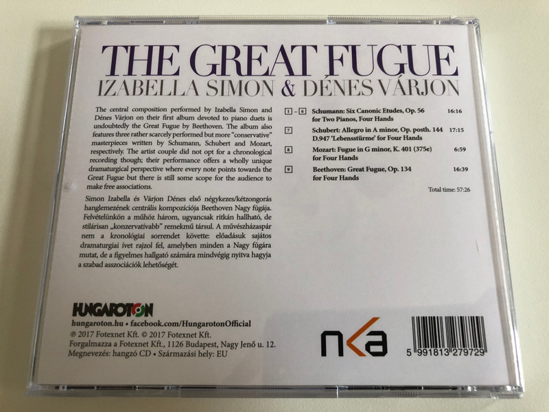 The Great Fugue - Izabela Simon & Denes Varjon / Hungaroton Audio CD 2017 / 5991813279729 /  A nagy fúga - Simon Izabella, Várjon Dénes  HCD 32797  