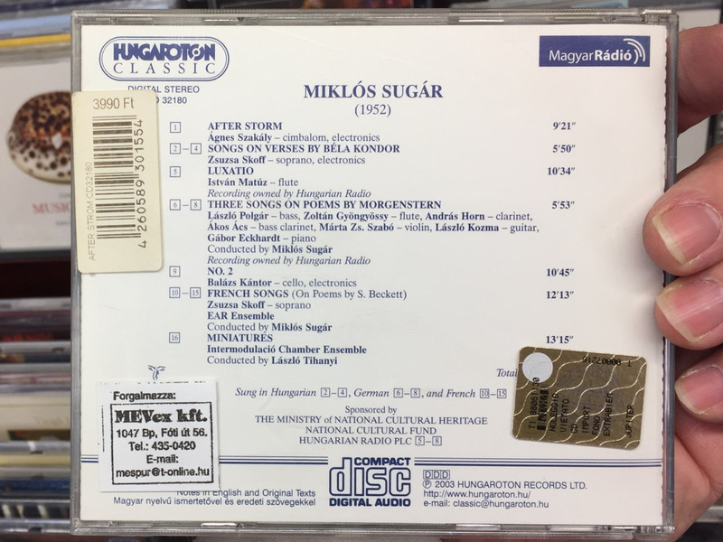 Miklós Sugár ‎– After Storm, Songs on Verses by Bela Kondor, Luxatio, Three Songs on Poems by Morgenstern, No. 2 French Songs, Miniatures / Hungaroton Classic ‎Audio CD 2003 Stereo / HCD 32180