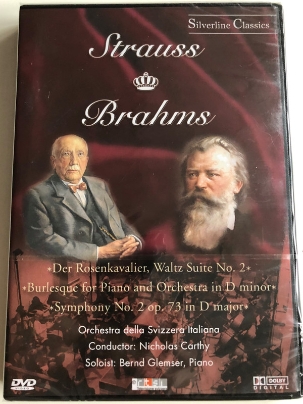 Strauss, Brahms - Der Rosenkavalier, Waltz Suite No. 2, Burlesque For Piano And Orchestra In D Minor, Symphony No. 2 Op. 73 In D Major / Orchestra Della Svizzera Italiana, Nicholas Carthy, Bernd Glemser / Cascade Medien ‎DVD 2003 / 80011