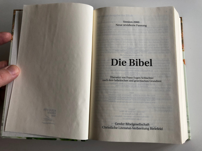 German language Bible / Leafy Cover / Die Bibel - Schlachter übersetzung - Version 2000 / Hardcover / CLV 2018 / 6th edition (9783893970216)