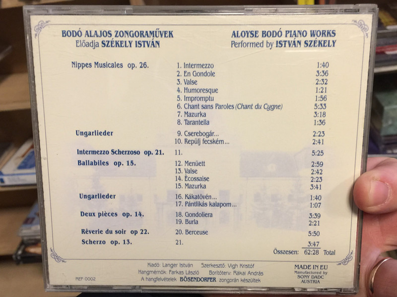 The rediscovered Hungarian piano-virtuoso and composer / Bodo Alajos (1869 - 1931) - piano works / Performed by Szekely Istvan / Refulgence Audio CD / REF 0002