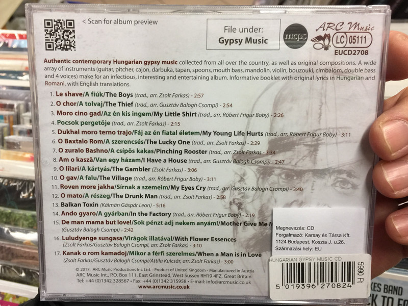 Hungarian Gypsy Music / Budapest Band Khamoro / ARC Music Audio CD 2017 / EUCD2708