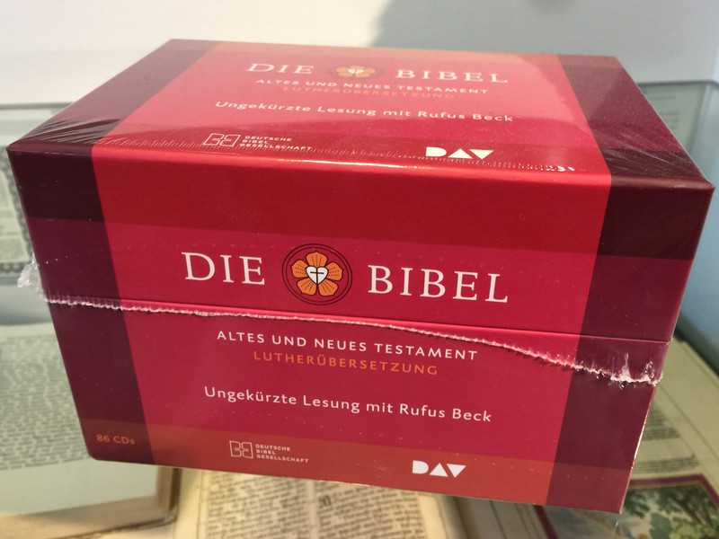 German Audio Bible Pack / 86CDs / Die Bibel - Altes und Neues Testament (Lutherübersetzung) / Read by Rufus Beck - Unabridged / Ungekürzte Lesung mit Rufus Beck / Deutsche Bibel Gesellschaft 2019 / With Apocrypha (Deuterocanonical books) (9783438022271)