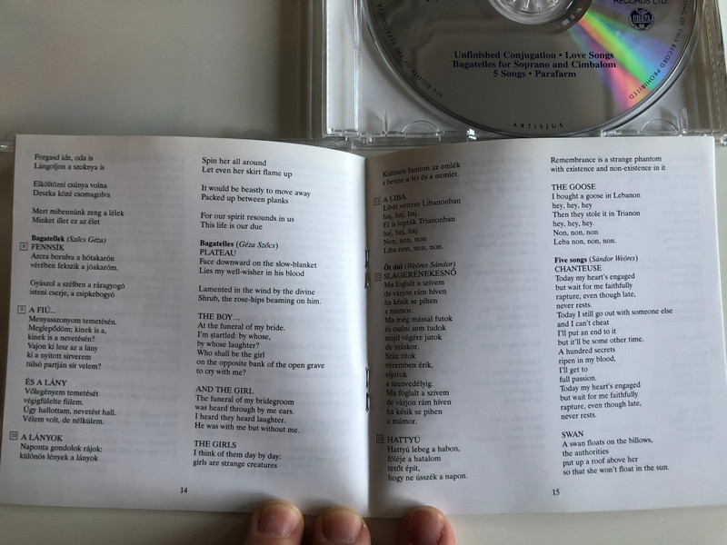 Attila Demeny - 5 Songs Parafarm / Unfinished Conjugation, Love Songs, Bagatelles for soprano and cimbalom / Hungaroton Classic Audio CD 2002 Stereo / HCD 32136