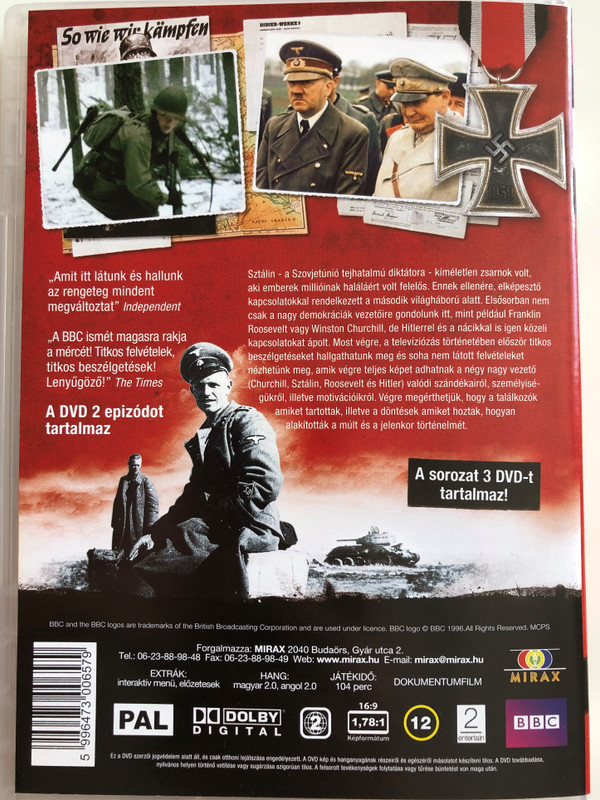 BBC Series - WWII - Behind Closed Doors Disc 3. DVD 2010 A második világháború – Zárt ajtók mögött / Directed by Laurence Rees / Presented by Bob Gunton, Alexei Petrenko, Paul Humpoletz / World War 2 documentary / 2 episodes on disc (5996473006579)