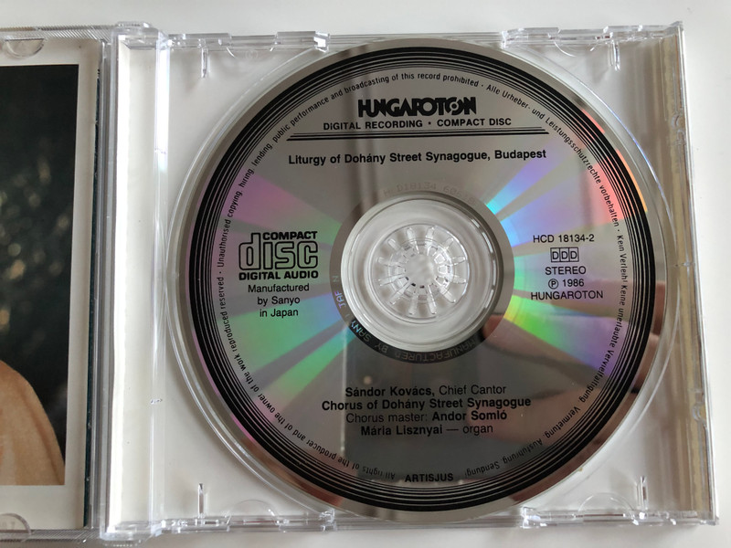 Liturgy of Dohány Street Synagogue - Sándor Kovács, Chief Cantor / Hungaroton ‎Audio CD 1986 Stereo / HCD 18134-2