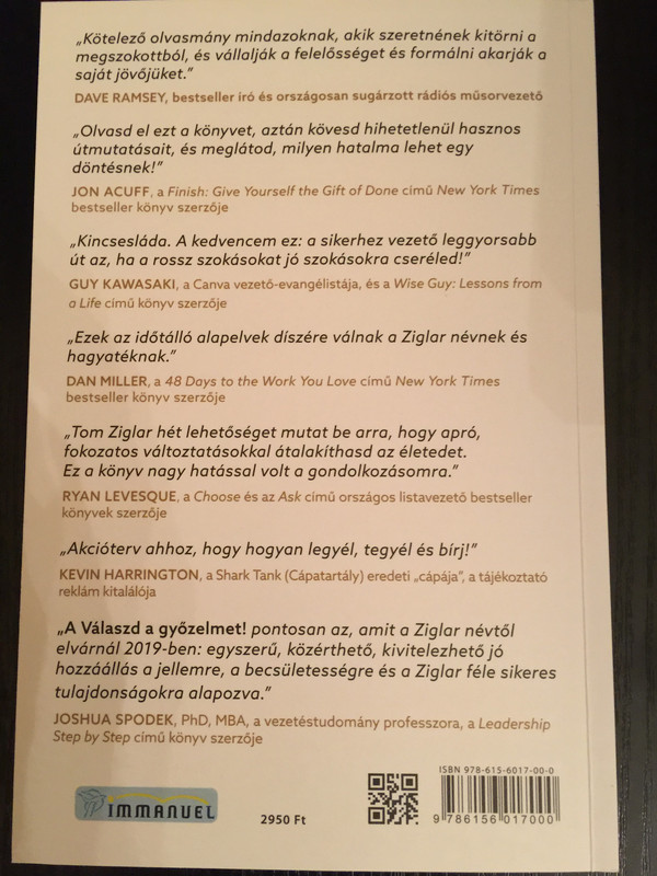 Válaszd a Győzelmet! by Tom Ziglar / Hungarian Edition of Choose to Win / Formáld át az életed - Lépésről Lépésre - Egyszerű döntésekkel! / Immanuel Alapítvány / Paperback 2019 (9786156017000)
