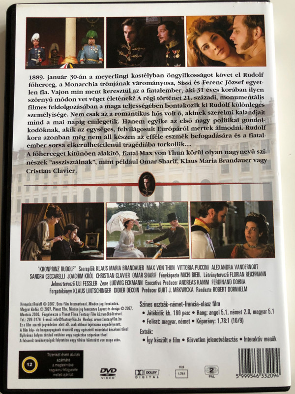 Kronprinz Rudolf DVD 2006 Rudolf, Sissi egyetlen fia / Directed by Robert Dornhelm / Starring: Max von Thun, Vittoria Puccini, Klaus Maria Brandauer ,Sandra Ceccarelli, Omar Sharif (5999546332094)
