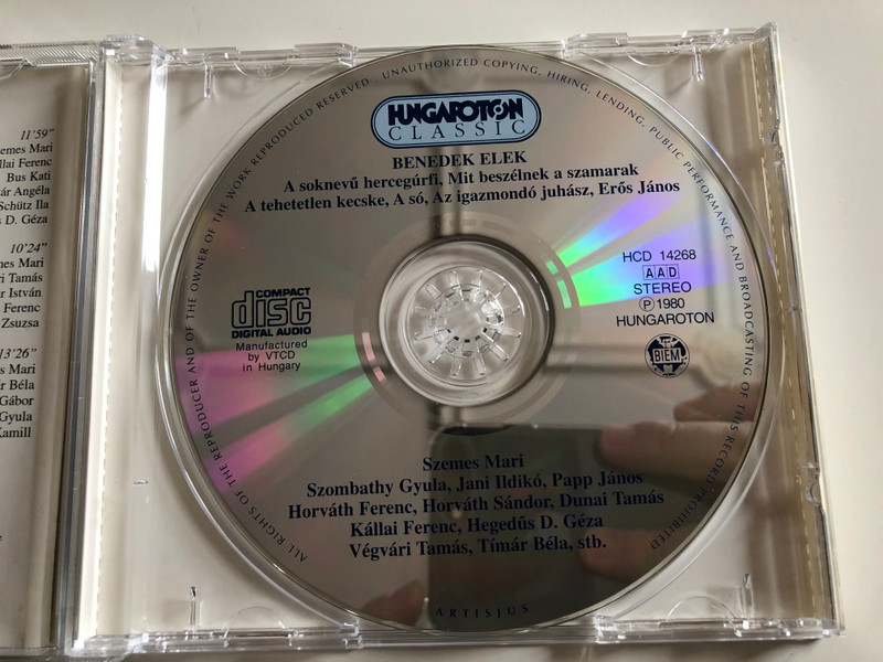 Benedek Elek Mesék - A soknevu hercegurfi, A tehetetlen kecske, Eros Janos / Mit beszelnek a szamarak?, Az Igazmondó Juhász, A so / Hungaroton ‎Classic Audio CD 1980 Stereo / HCD 14268