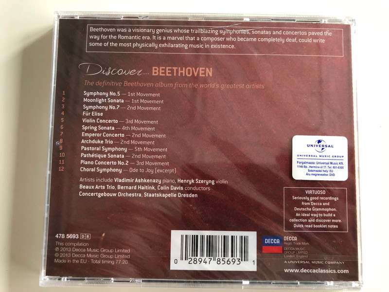 Discover ... Beethoven / Virtuoso / Decca ‎Audio CD 2013 / 478 5693