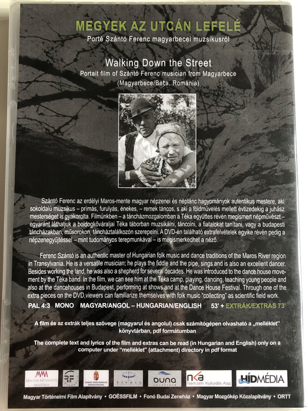 Megyek az utcán lefelé (2001) Walking Down the Street / Neti Sanyi (2000) Fodor Sámuel "Neti" / Directed by Halmos Béla, Szomjas György / Népzenei filmsorozat - A series of films on Hungarian folk music / DVD Nr. 9 (HungarianFolkDVD9)