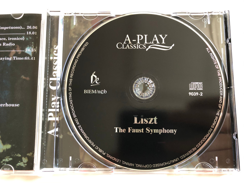 Liszt - A Faust Symphony / Hungarian State Symphony Orchestra / Conductor: Francesco D'Avalos / A-Play Classics Audio CD 2001 / 9039-2