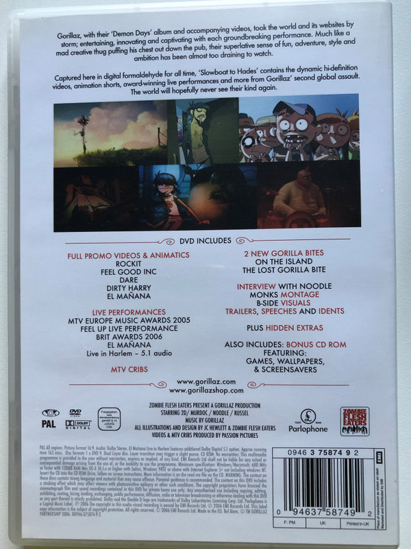 Gorillaz - Phase Two - Slowboat to hades 2 Disc Set - DVD & CD rom / Live performances, Promo videos, Hidden extras / Bonus CD rom / Emi records 2006