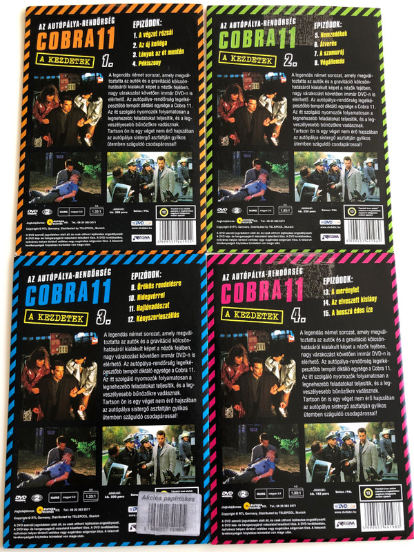 Alarm für Cobra 11 - Die Autobahnpolizei DVD SET (4DVD) 1996 Cobra 11 / Directed by / Starring: Johannes Brandrup, Rainer Strecker, Almut Eggert, Erdoğan Atalay, Mark Keller, René Steinke / The Highway Police Episodes 1-15 (5996051740895)