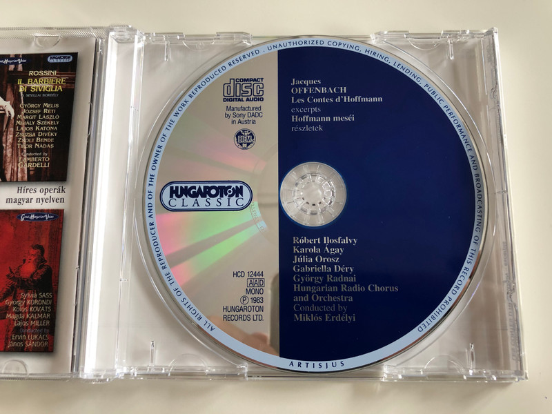 Offenbach - Les Contes d'Hoffmann, excerpts = Hoffmann mesei, reszletek / Ilosfalvy, Agay, Orosz, Dery, Radnai / Conducted by: Erdelyi / Hungaroton Classic Audio CD 1983 Mono / HCD 12444