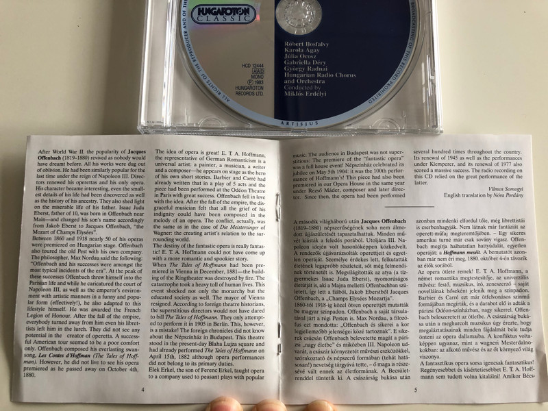 Offenbach - Les Contes d'Hoffmann, excerpts = Hoffmann mesei, reszletek / Ilosfalvy, Agay, Orosz, Dery, Radnai / Conducted by: Erdelyi / Hungaroton Classic Audio CD 1983 Mono / HCD 12444