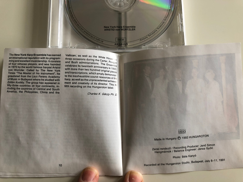 Musical Memories / Mozart, Brahms, Beethoven, Strauss, Boccherini, Saint-Saens, Schumann, Offenbach / New York Harp Ensemble, Aristid von Wurtzler / Hungaroton Audio CD 1992 Stereo / HCD 31458