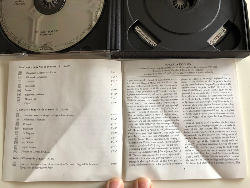Gottlieb Muffat - Componimenti Musicali Per Il Cembalo (Complete) / Borbala Dobozy - harpsichord / Hungaroton 2x Audio CD 1992 Stereo / HCD 31309-10