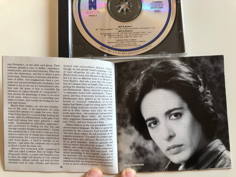 John Adams ‎– Music From Nixon In China / Libretto by Alice Goodman, Orchestra of St. Luke's / Conductor: Edo de Waart / Elektra Nonesuch ‎Audio CD 1988 / 79193-2