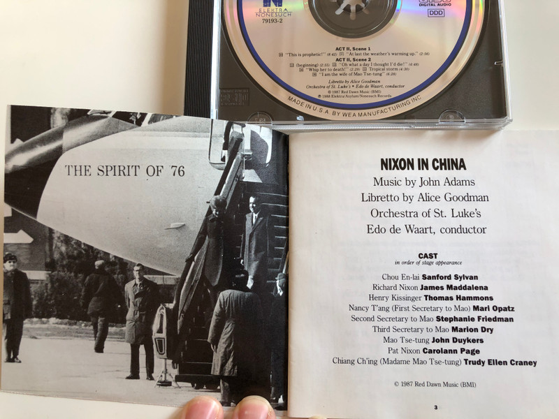 John Adams ‎– Music From Nixon In China / Libretto by Alice Goodman, Orchestra of St. Luke's / Conductor: Edo de Waart / Elektra Nonesuch ‎Audio CD 1988 / 79193-2
