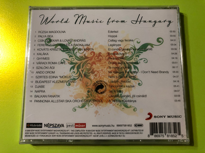 World Music From Hungary / Rúzsa Magdolna, Palya Bea, Csík Zenekar & Lovasi András, Kaláka, Ghymes, Szirtes Edina "Mókus", Djabe, Napra / Sony Music ‎Audio CD 2009 / 88697581852 (886975818525)