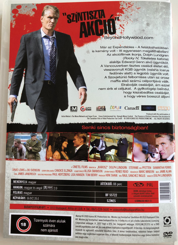 Icarus DVD 2009 Ikarosz - Senki sincs biztonságban! / Directed by Dolph Lundgren / Starring: Dolph Lundgren, Stafanie von Pfetten, Samantha Ferris (5999544255722)