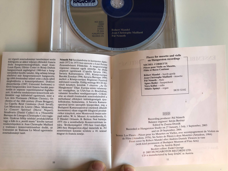 Philibert Delavigne - Les Fleurs / Robert Mandel, Jean-Christophe Maillard, Pal Nemeth / Hungaroton Classic Audio CD 2005 Stereo / HCD 32201