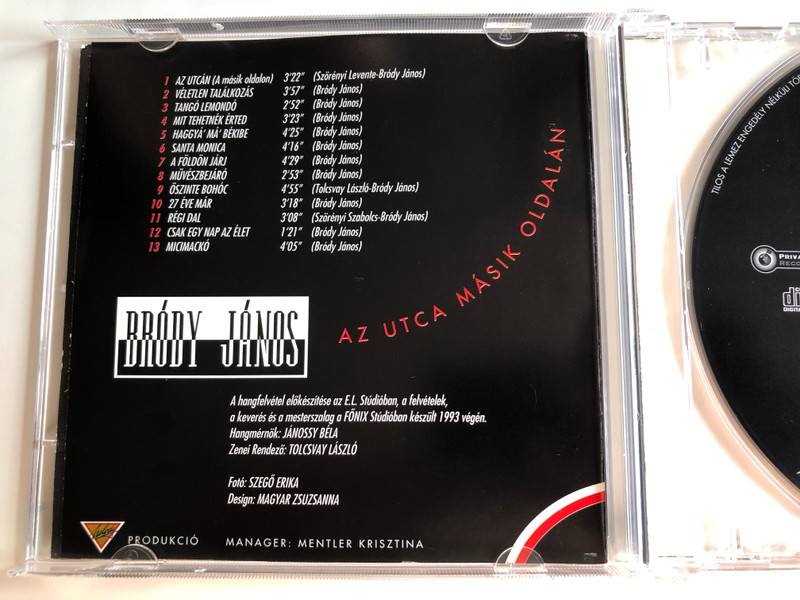 Bródy János ‎– Az Utca Másik Oldalán / Private Moon Records ‎Audio CD 2001 / PMR 130102 2