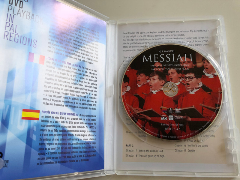 G. F. Handel - Messiah DVD / The Coir of Westminster Abbey | The Academy of Ancient Music / Conducted by Christopher Hogwood / Directed for video by Roy Tipping / NVC Arts (706301783429)