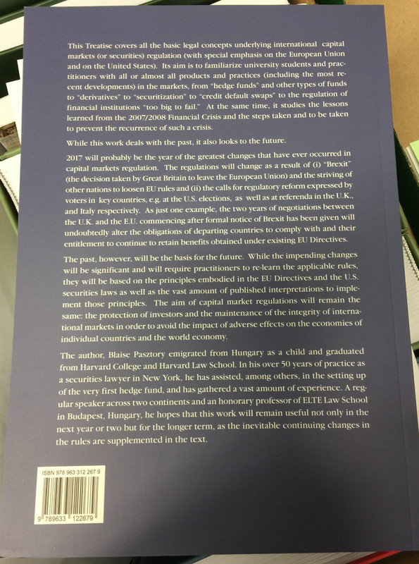 Intorduction to the international Capital Markets by Blaise Pasztory / ELTE Law Notes - Eötvös University Press / Paperback (9789633122679)