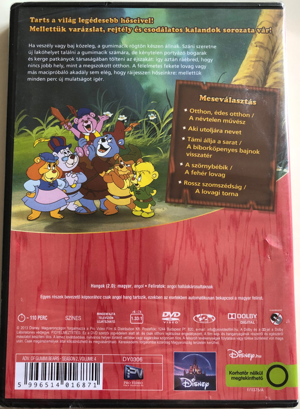 Adventures of the Gummi Bears - Volume 4 DVD 1986 A gumimacik / Created by Michael Eisner, Art Vitello, Jymn Magon / 9 episodes - 9 epizód a lemezen (5996514016871)