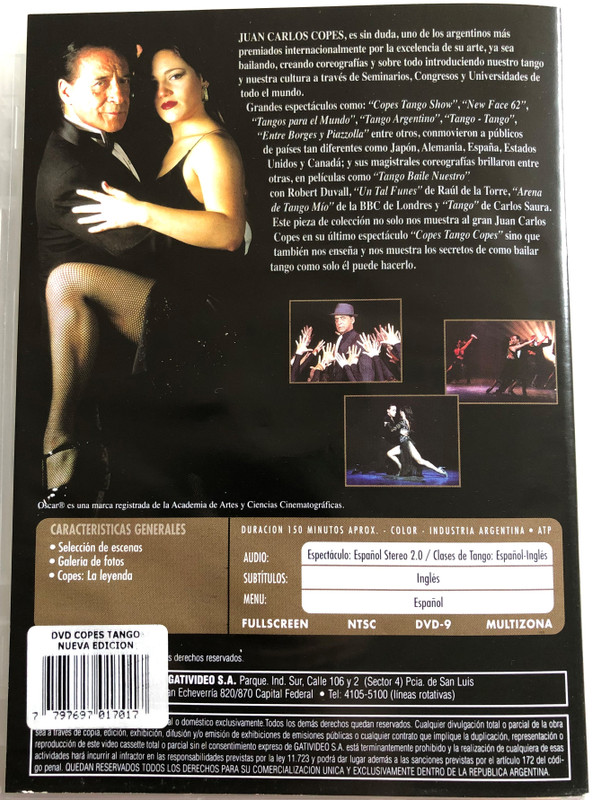 Copes Tango Copes DVD El Musical / Tango musical performance and tango lessons / Directed by Juan Carlos Copes, Alberto Bolos / Clases de Tango y Milonga (7797697017017)