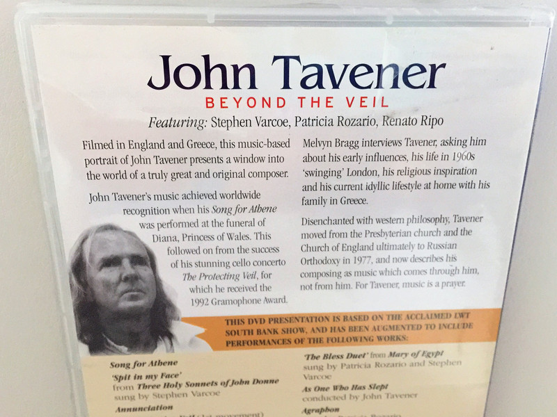 John Tavener - Beyond the Veil DVD 1998 Featuring Song for Athene - As sung at the funeral of Diana, Princess of Wales / Directed by Bryan Izzard / Westminster Abbey Choir / La camerata at the Megaron, Athens / NVC Arts (0639842393126) 