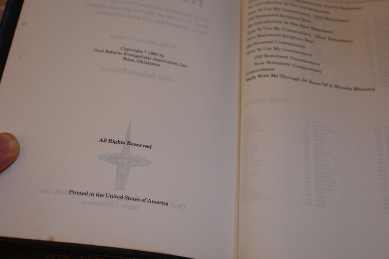Holy Bible with Personal Commentary by Oral Roberts / Genuine Leather Bound - King James Version with Concordance 
