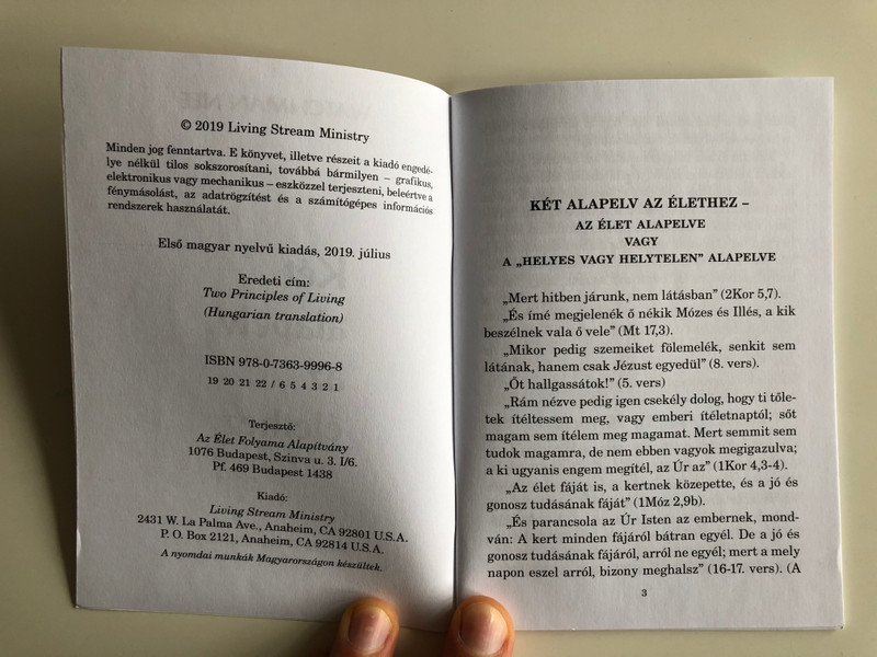 Két alapelv az élethez - Two Principles of Living by Watchman Nee / Hungarian Language Edition (9780736399968)