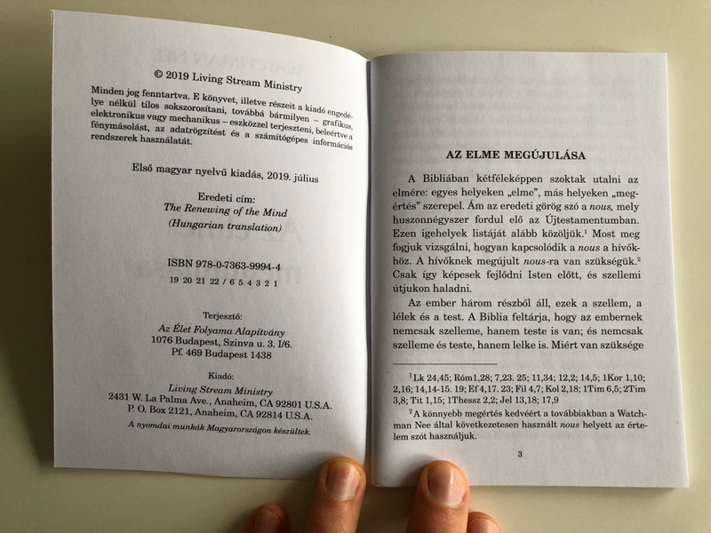 Az elme megújulása - The Renewing of the Mind by Watchman Nee / Hungarian Language Edition (9780736399944)