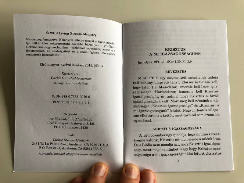 Krisztus a mi igazságosságunk - Christ our Righteousness by Watchman Nee / Hungarian Language Edition (9780736399760)