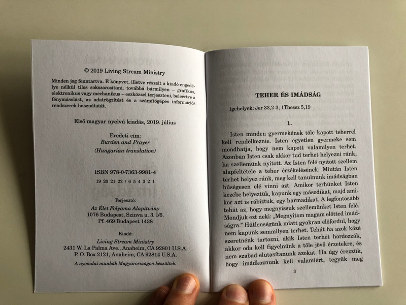 Teher és imádság - Burden and Prayer by Watchman Nee / Hungarian Language Edition (9780736399814)