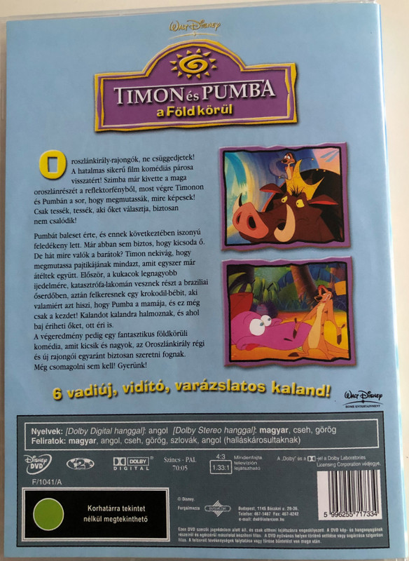 Around the World with Timon and Pumbaa DVD 1996 Timon és Pumba a Föld körül / Directed by Tony Craig, Jeff DeGrandis / Voices by Nathan Lane, Ernie Sabella / 6 brand new episodes! 6 vadiúj, viditó, varázslatos kaland! (5996255717334)