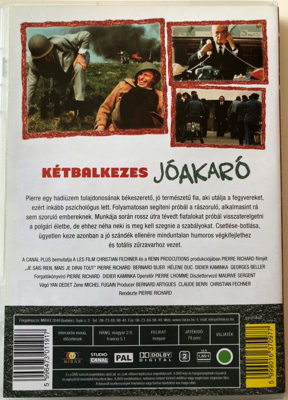 I Don't Know Much, But I'll Say Everything (Je Sais Rien, mais je dirai Tout) DVD 1973 Kétbalkezes Jóakaró / Directed by Pierre Richard / Starring: Pierre Richard, Bernard Blier (5996473011917)