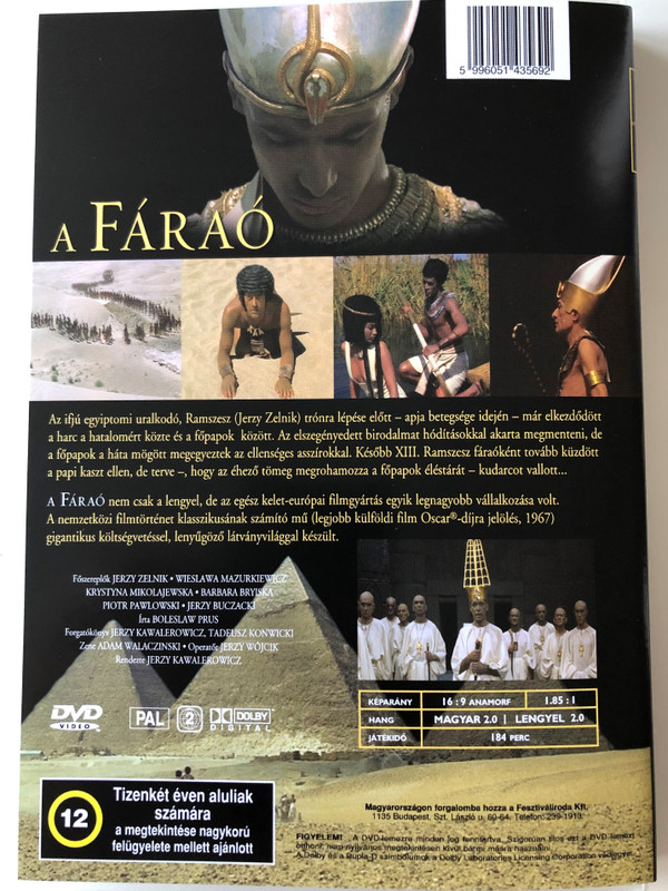 Faraon (Pharaoh) DVD 1966 A Fáraó / Directed by Jerzy Kawalerowicz / Starring: Jerzy Zelnik, Wiesława Mazurkiewicz, Barbara Brylska, Krystyna Mikołajewska (5996051435692)